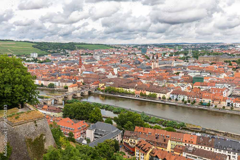 the city of Würzburg seen from the terrace of the castle of Marienberg