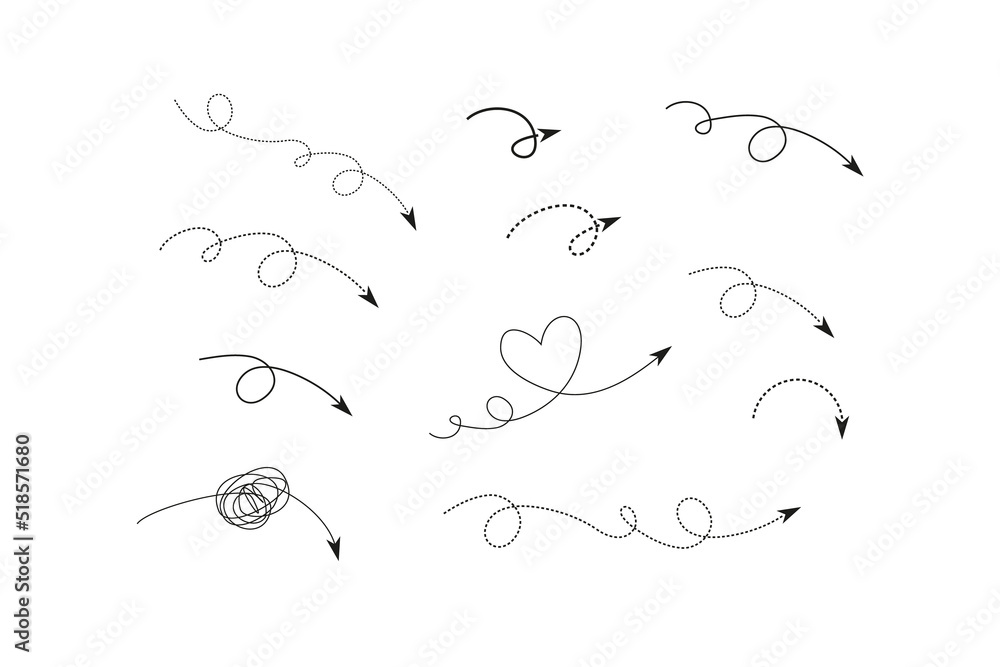 Hand-drawn style of abstract arrow for concept design. Hand-drawn style of abstract arrow for concept design.