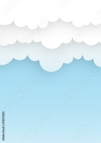 blue aky and cloud vector background, paper cut style with text space, illustration presentation, brochure, flyer ,cover and poster template