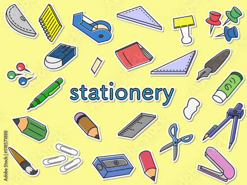 ステッカー風文房具アイコンセット