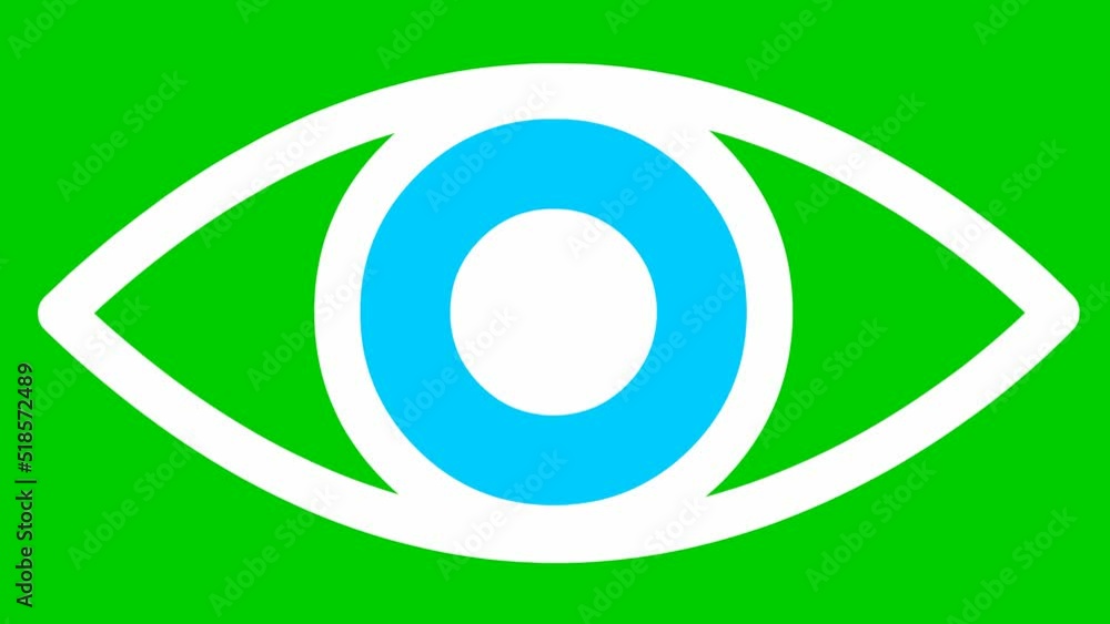 Animated blue eye close. blinks an eye. Linear icon. Looped video. Vector illustration on green background. Animated blue eye close. blinks an eye. Linear icon. Looped video. Vector illustration on green background.