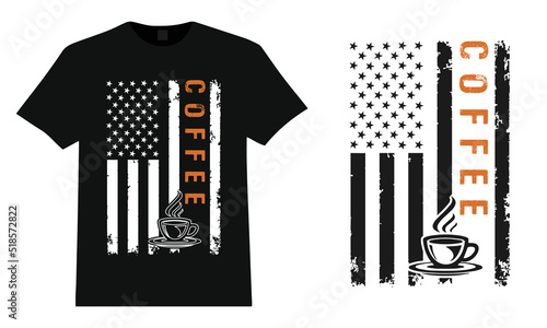 American Coffee T-Shirt Design Vector