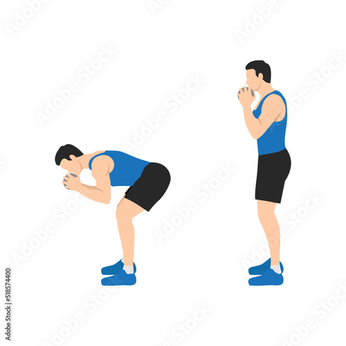 Man doing Dumbbell goodmorning exercise for backside workout. Flat vector illustration isolated on white background