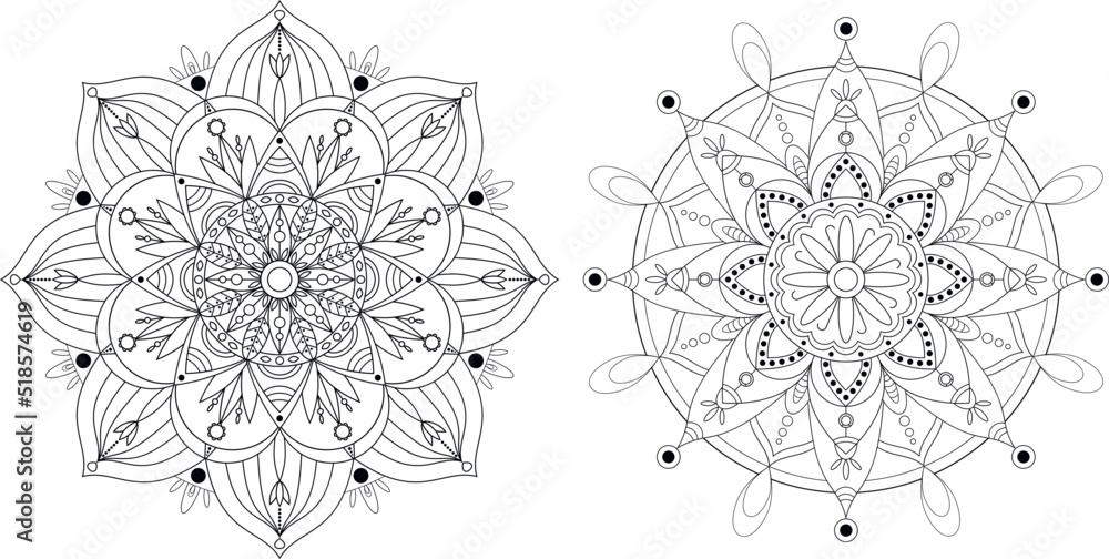 Obraz premium Collection of black and white mandala. Vector elements