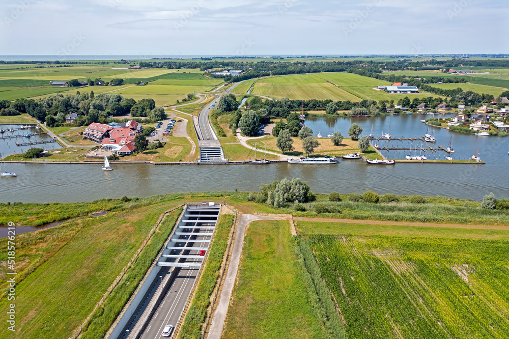 Aerial from aquaduct Galamadammen at Koudum in Friesland the Netherlands Aerial from aquaduct Galamadammen at Koudum in Friesland the Netherlands