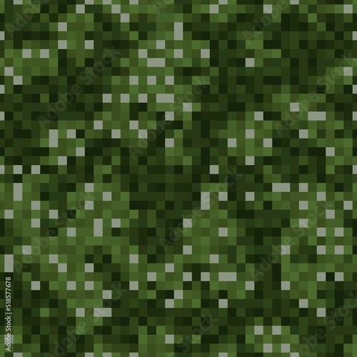 Abstract seamless pattern with forest green colored chaotic squares on dark