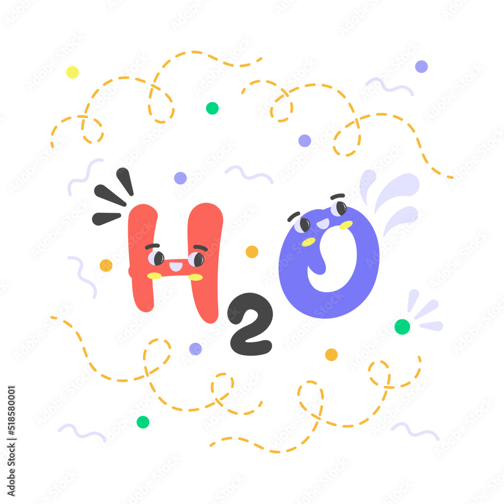 H2o vector sticker, education modern simple flat design isolated on white background. H2o vector sticker, education modern simple flat design isolated on white background.