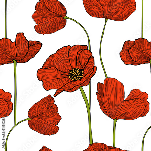 seamless-floral-decorative-pattern-with-red-flowers-and-buds-poppies-shirley-canker-rose-papaver-endless-spring-texture-for-your-design-fabrics-decor-graphic-illustration