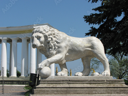 Lion near Colonnade of the Vorontsov Palace in Odessa, Ukraine 