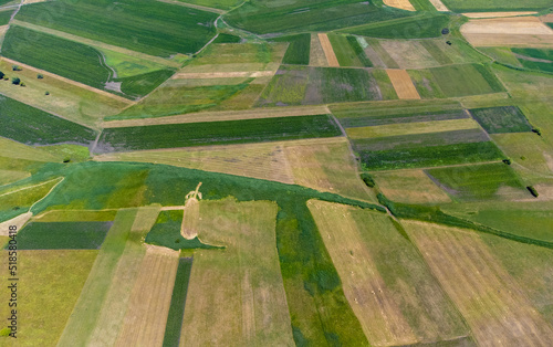 Many agricultural lands seen from above
