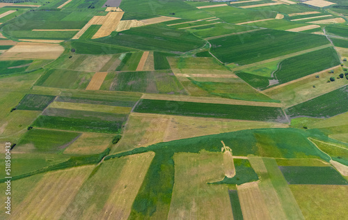 landscape with many cultivated lands seen from above
