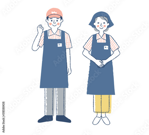 スーパーマーケットの店員　男女