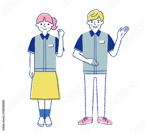 コンビニエンスストアの店員　男女