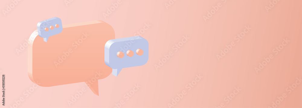 empty 3d speech bubbles on blue background, copy space empty 3d speech bubbles on blue background, copy space