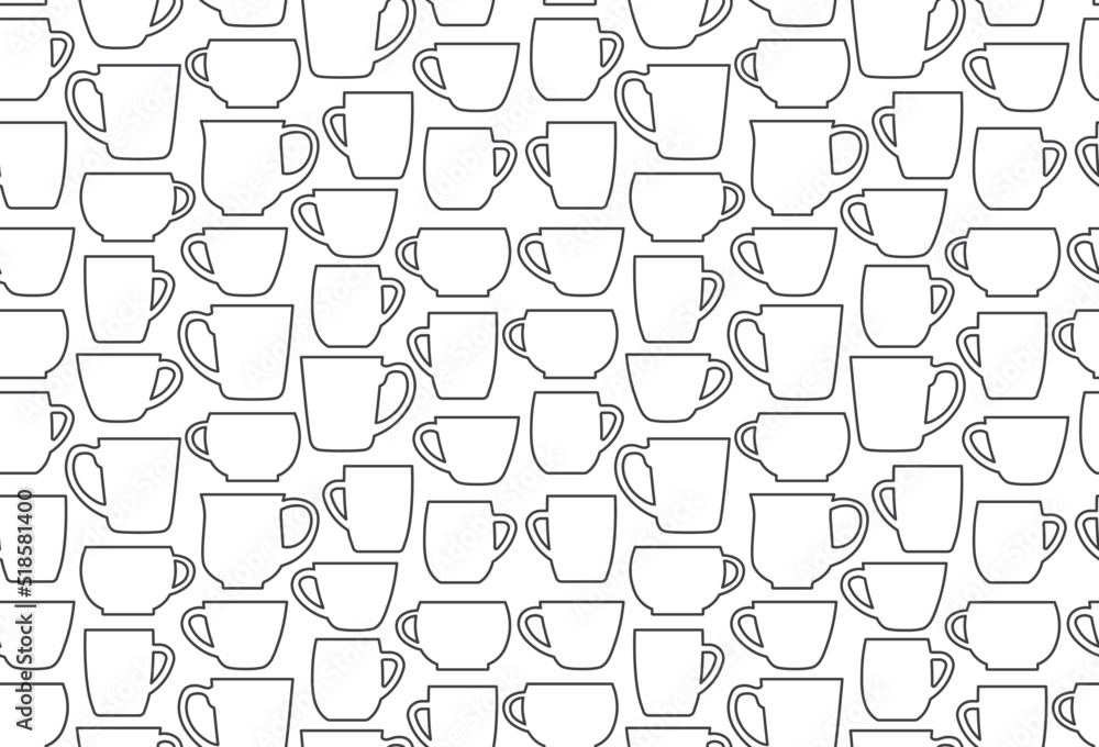 seamless pattern of different coffee, tea cups, great for wrapping, textile, wallpaper, greeting card- vector illustration
