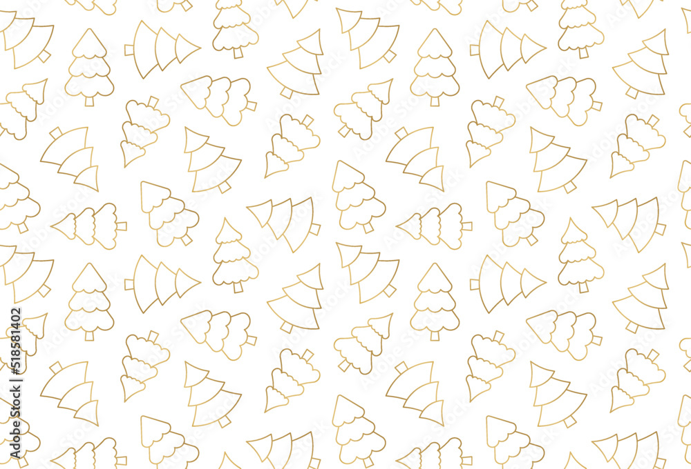 golden seamless christmas tree pattern, great for wrapping, textile, wallpaper, greeting card- vector illustration