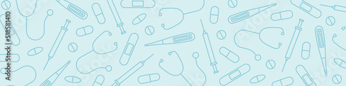 health care, medicine, doctor banner with medical related icons - vector illustration