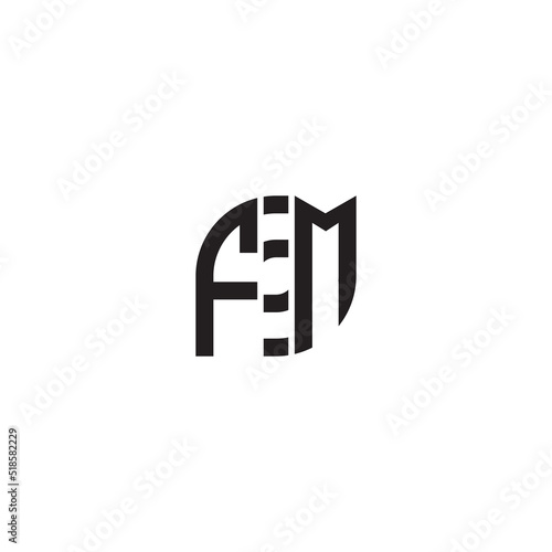FM geometric leaf shape line initial concept with high quality logo design