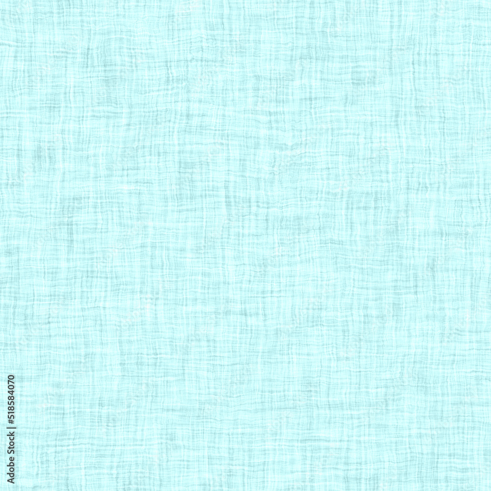 Fototapeta premium Coastal living aegean teal green broken dyed washed mottled speckle seamless pattern. Rustic marine beach house style home decor textile background. Faded blur irregular shape linen cloth fabric.