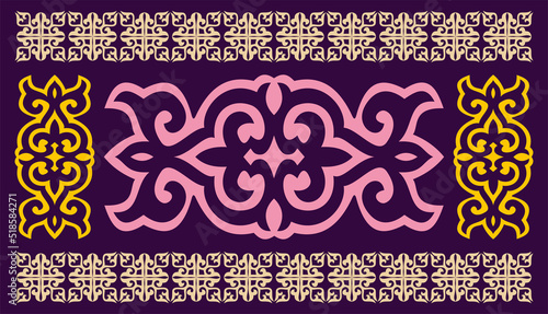 Ethnic patterns. Traditions of nomads, Kazakh steppes, Asian Mongolian Caucasus
