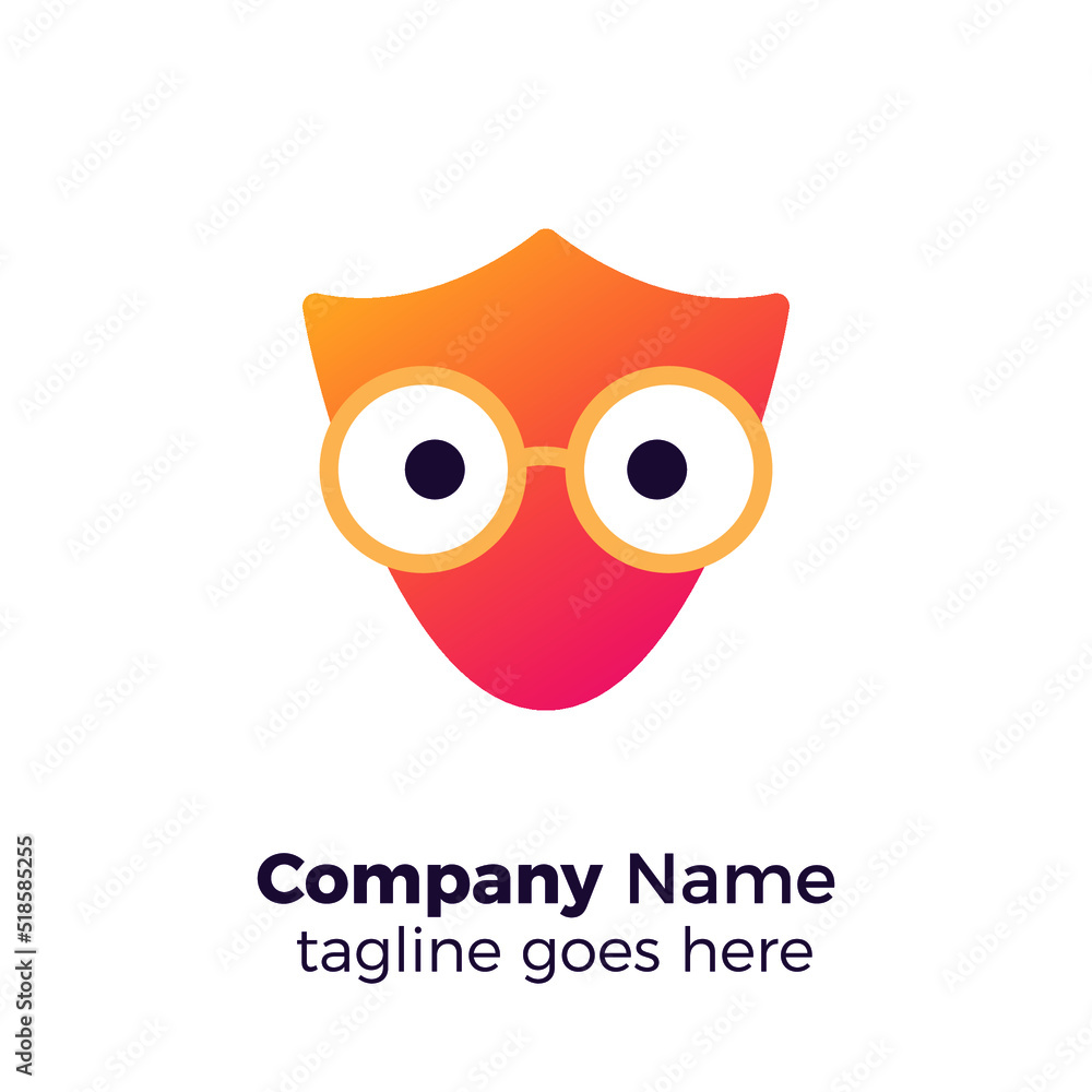 Fototapeta premium geek guard shield professional simple logo vector illustration design template