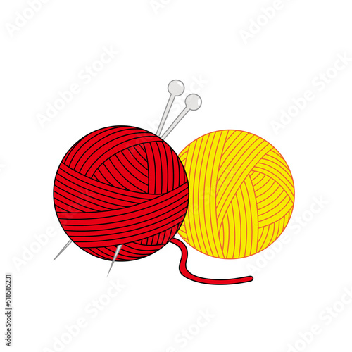 knitting sign and symbol. wool thread and needle vector illustration.