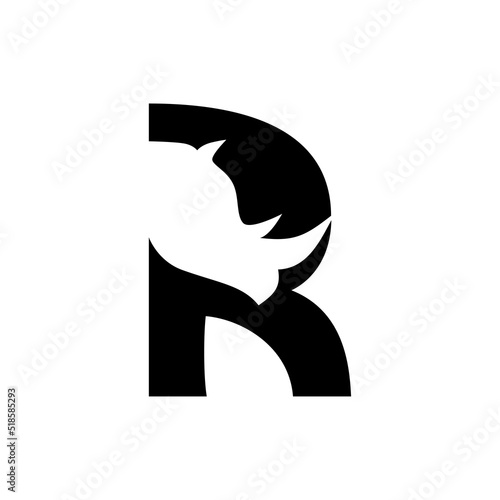 rhino template logo. wild horn animal sign and symbol.
