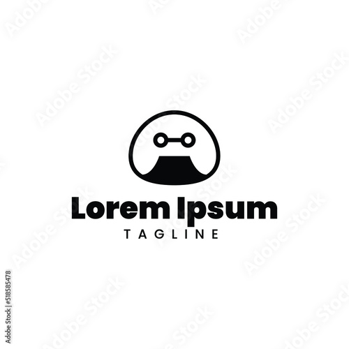 onigiri logo. This logo is in the form of a typical Japanese food, namely onigiri. but it has robot eyes which means that apart from the Japanese theme, this logo can be used for technology company lo