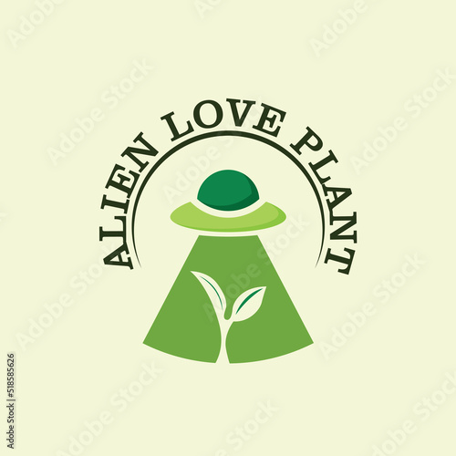 alien and plant logo. a logo that depicts a plant that aliens will take if humans don't pay attention to it