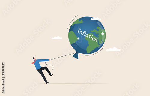 World inflation bubble. .Demand and supply are in equilibrium. Interest rate hike of the central bank. Risks of the global economy. Businessmen try to keep inflation balloons from rising.