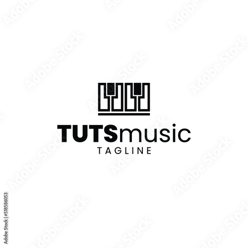 key music logo. a logo with a music theme, maybe suitable for a music school or community, especially a piano school
