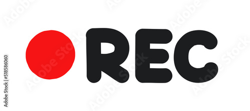 Vector rec icon isolated on white background. Framed recording sign, currently recording, record button. 10 eps