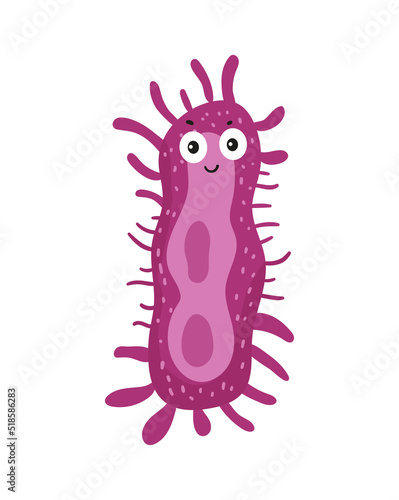 Colorful bacteria and viruses with different emotions. Funny cartoon microbe.
