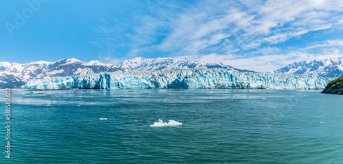 A view of the end of the Hubbard Glacier in  Disenchartment Bay, Alaska in summertime photo