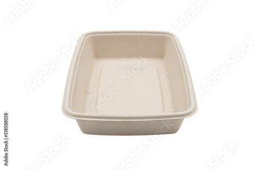 Photos bagasse container food package isolated on white background