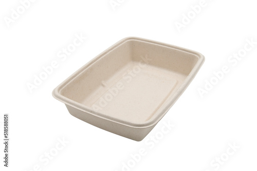 bagasse container food package isolated on white background © Waeel
