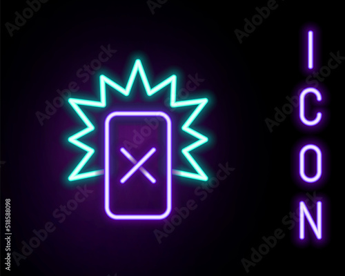 Glowing neon line Red card football icon isolated on black background. Referee card. Colorful outline concept. Vector