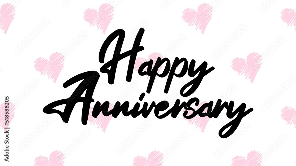Happy Anniversary writing with heart background, colorful, cheerfull, invitation card, celebration banner Happy Anniversary writing with heart background, colorful, cheerfull, invitation card, celebration banner