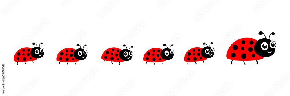 Ladybug flying family set. Ladybird parent and children. Vector illustration isolated on white. Ladybug flying family set. Ladybird parent and children. Vector illustration isolated on white.