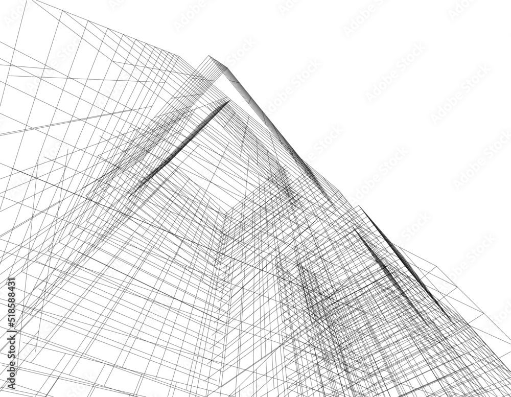 sketch of modern building sketch of modern building