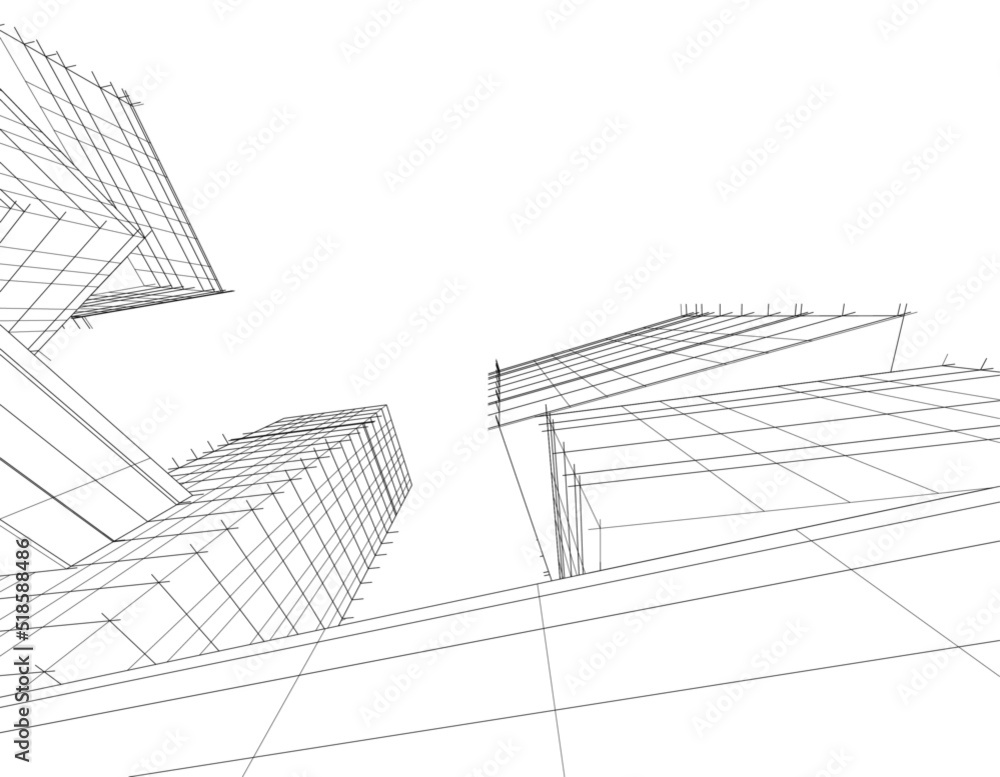 Fototapeta premium sketch of modern building