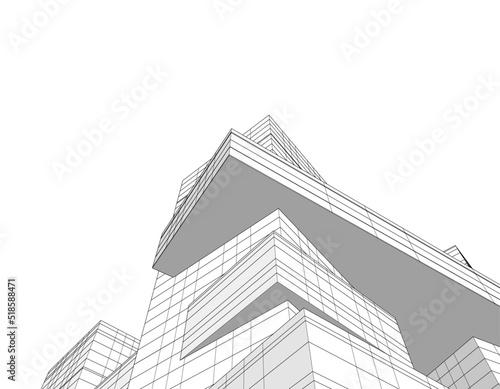 sketch of modern building