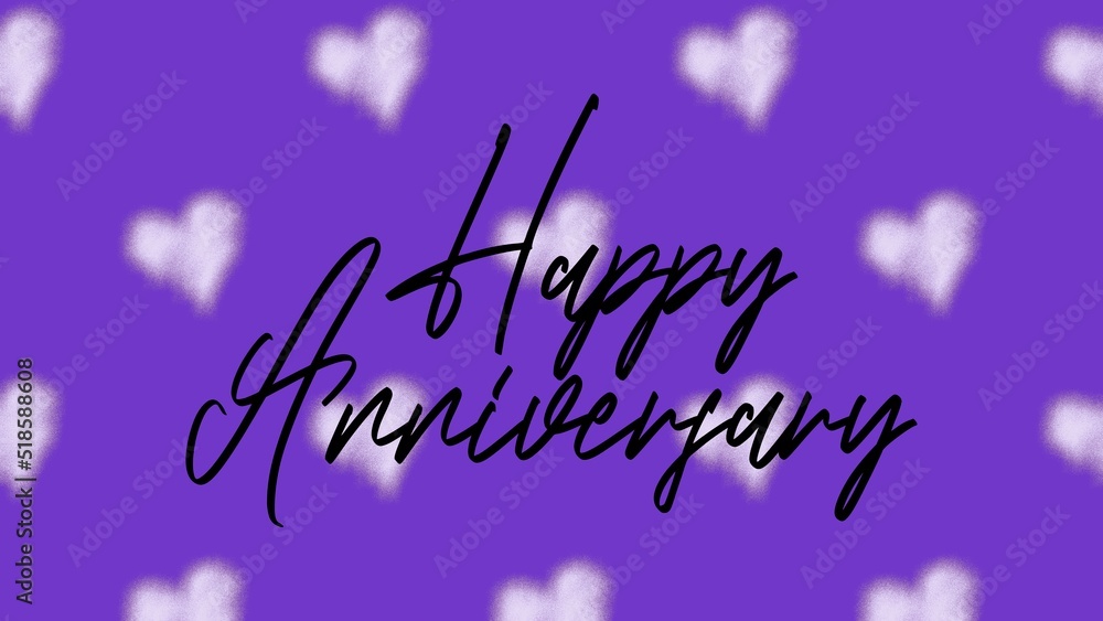 Happy Anniversary writing with heart background, colorful, cheerfull, invitation card, celebration banner
