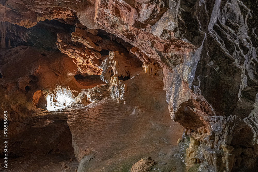 The historic Caves of Diros, a vast caves structure located near Pyrgos Dirou, Laconia, Mani peninsula, Peloponnese, Greece
