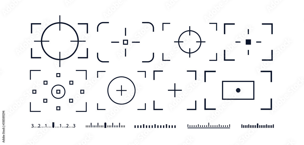 Camera frame viewfinder vector icon set isolated on white background ...