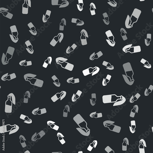 Grey Cocktail molotov icon isolated seamless pattern on black background. Vector