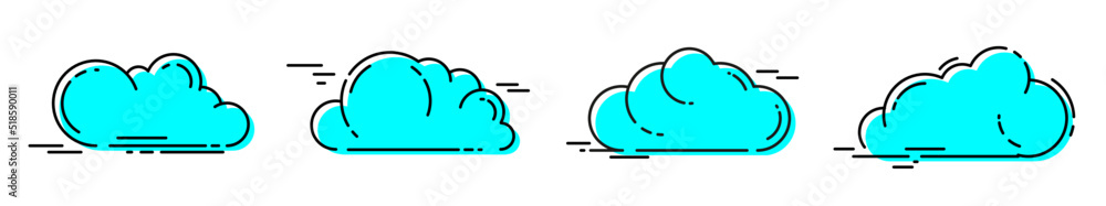 Set of clouds in line style isolated on white background. Vector illustration Set of clouds in line style isolated on white background. Vector illustration