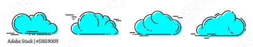 Set of clouds in line style isolated on white background. Vector illustration