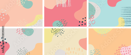 Set of abstract colourful background. Vector modern postcards with abstract shapes.