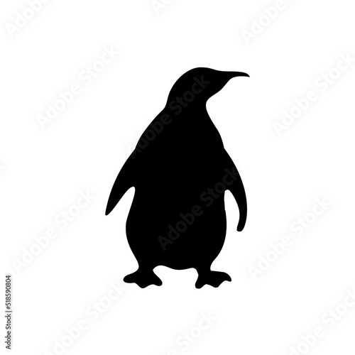 Silhouette of a penguin isolated white background. Vector stock